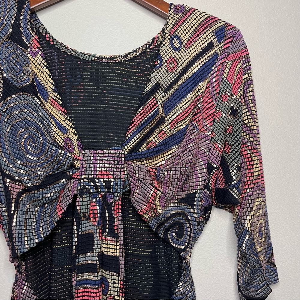 Vintage 80’s Janine Of London Metallic Mosaic Dress - Picture 10 of 14